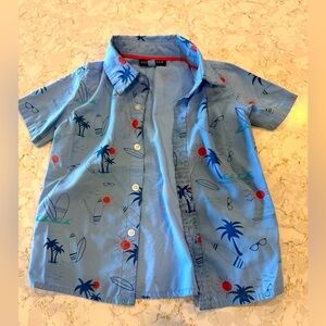Andy & Evan, 2T Blue Kids Shirt with Tropical Print